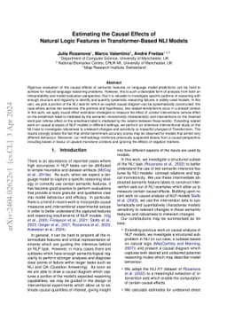 Estimating the Causal Effects of Natural Logic Features in
  Transformer-Based NLI Models