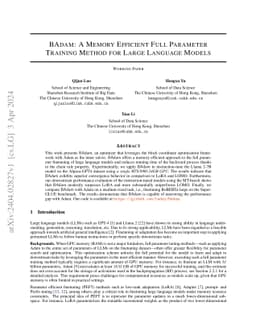 BAdam: A Memory Efficient Full Parameter Optimization Method for Large
  Language Models