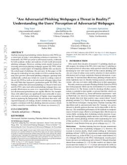 "Are Adversarial Phishing Webpages a Threat in Reality?" Understanding
  the Users' Perception of Adversarial Webpages
