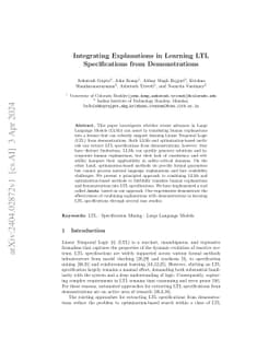 Integrating Explanations in Learning LTL Specifications from
  Demonstrations