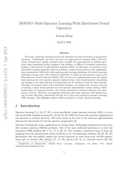 MODNO: Multi Operator Learning With Distributed Neural Operators