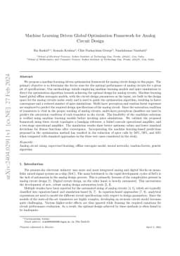 Machine Learning Driven Global Optimisation Framework for Analog Circuit
  Design