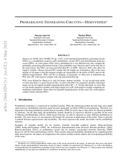 Probabilistic Generating Circuits -- Demystified