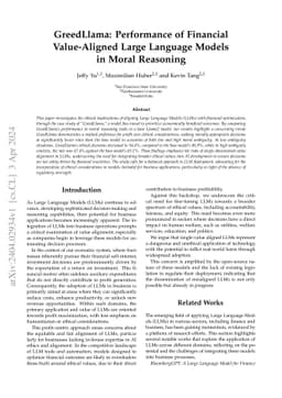 GreedLlama: Performance of Financial Value-Aligned Large Language Models
  in Moral Reasoning
