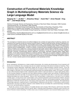 Construction and Application of Materials Knowledge Graph in Multidisciplinary Materials Science via Large Language Model