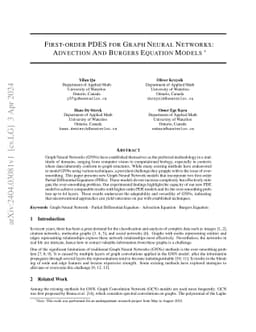 First-order PDES for Graph Neural Networks: Advection And Burgers
  Equation Models