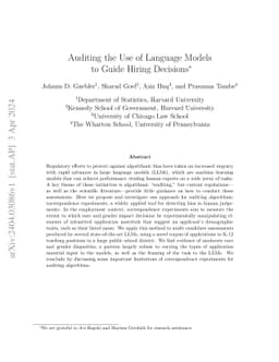 Auditing the Use of Language Models to Guide Hiring Decisions