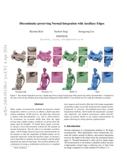 Discontinuity-preserving Normal Integration with Auxiliary Edges