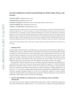 Towards Collaborative Family-Centered Design for Online Safety, Privacy
  and Security