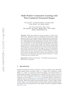 Multi Positive Contrastive Learning with Pose-Consistent Generated
  Images