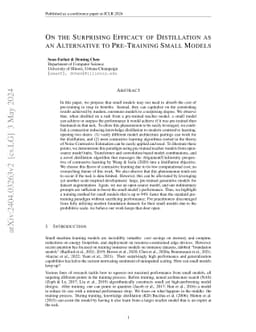 On the Surprising Efficacy of Distillation as an Alternative to
  Pre-Training Small Models