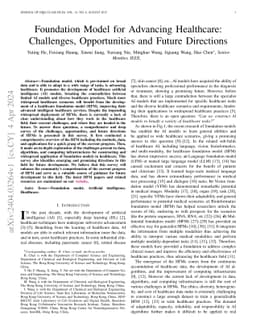 Foundation Model for Advancing Healthcare: Challenges, Opportunities,
  and Future Directions
