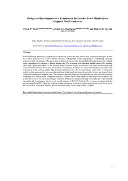 Design and Development of a Framework For Stroke-Based Handwritten
  Gujarati Font Generation