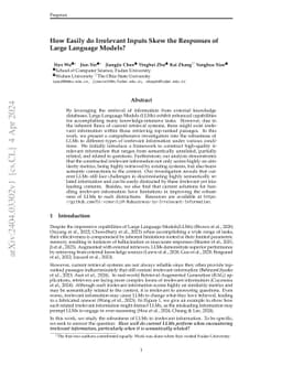 How Easily do Irrelevant Inputs Skew the Responses of Large Language
  Models?
