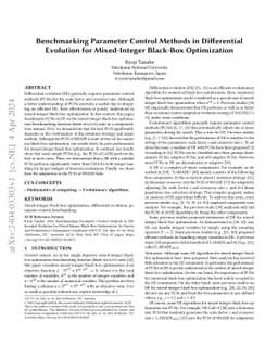 Benchmarking Parameter Control Methods in Differential Evolution for
  Mixed-Integer Black-Box Optimization