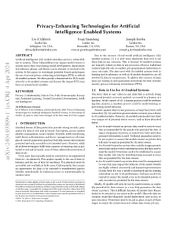 Privacy-Enhancing Technologies for Artificial Intelligence-Enabled
  Systems