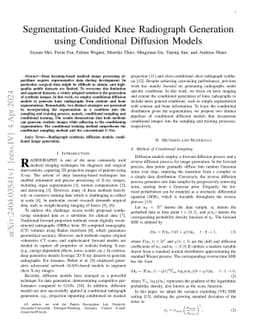 Segmentation-Guided Knee Radiograph Generation using Conditional
  Diffusion Models