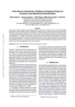 From News to Summaries: Building a Hungarian Corpus for Extractive and
  Abstractive Summarization