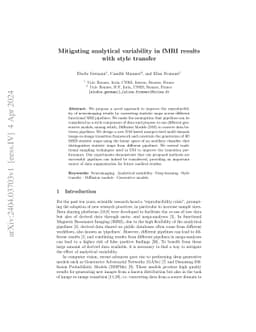 Mitigating analytical variability in fMRI results with style transfer
