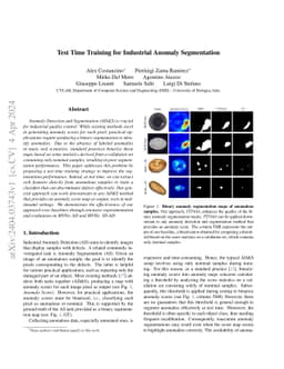 Test Time Training for Industrial Anomaly Segmentation