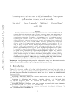 Learning smooth functions in high dimensions: from sparse polynomials to
  deep neural networks