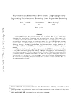 Exploration is Harder than Prediction: Cryptographically Separating
  Reinforcement Learning from Supervised Learning