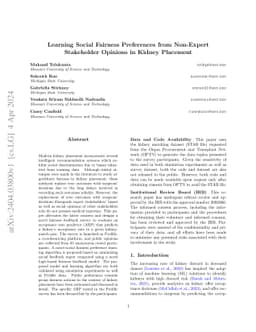 Learning Social Fairness Preferences from Non-Expert Stakeholder
  Opinions in Kidney Placement