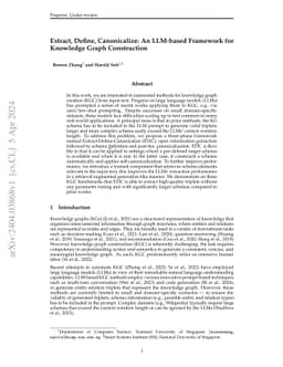Extract, Define, Canonicalize: An LLM-based Framework for Knowledge
  Graph Construction