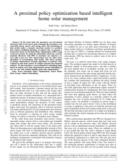 A proximal policy optimization based intelligent home solar management