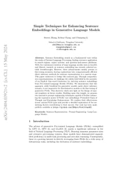 Simple Techniques for Enhancing Sentence Embeddings in Generative
  Language Models