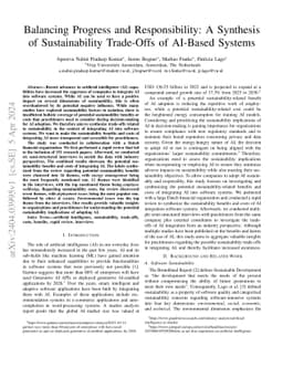 Balancing Progress and Responsibility: A Synthesis of Sustainability
  Trade-Offs of AI-Based Systems