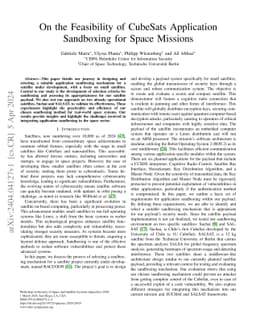On the Feasibility of CubeSats Application Sandboxing for Space Missions