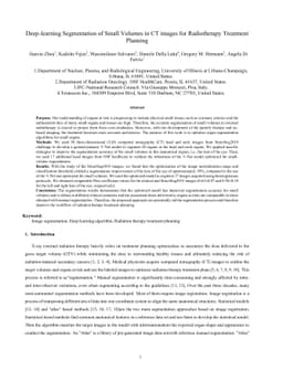 Deep-learning Segmentation of Small Volumes in CT images for
  Radiotherapy Treatment Planning