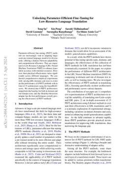 Unlocking Parameter-Efficient Fine-Tuning for Low-Resource Language
  Translation