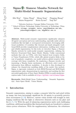 Sigma: Siamese Mamba Network for Multi-Modal Semantic Segmentation
