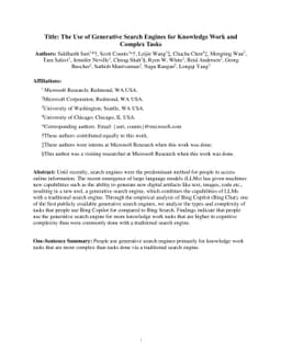 The Use of Generative Search Engines for Knowledge Work and Complex
  Tasks