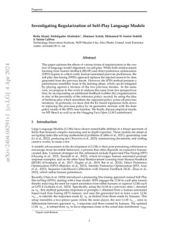 Investigating Regularization of Self-Play Language Models