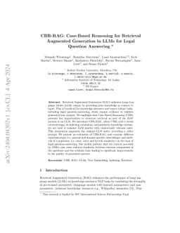 CBR-RAG: Case-Based Reasoning for Retrieval Augmented Generation in LLMs
  for Legal Question Answering