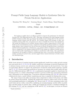 Prompt Public Large Language Models to Synthesize Data for Private
  On-device Applications