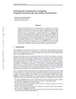 Counting Like Transformers: Compiling Temporal Counting Logic Into
  Softmax Transformers