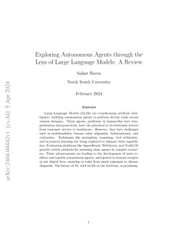 Exploring Autonomous Agents through the Lens of Large Language Models: A
  Review