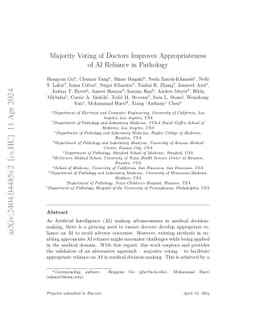 Majority Voting of Doctors Improves Appropriateness of AI Reliance in
  Pathology