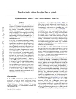 Trustless Audits without Revealing Data or Models