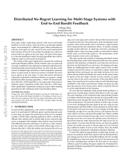Distributed No-Regret Learning for Multi-Stage Systems with End-to-End
  Bandit Feedback