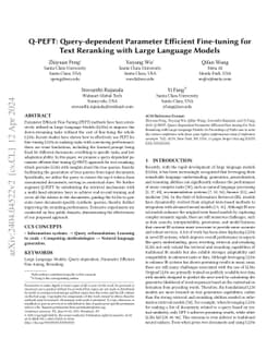 Q-PEFT: Query-dependent Parameter Efficient Fine-tuning for Text
  Reranking with Large Language Models