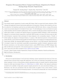 Frequency Decomposition-Driven Unsupervised Domain Adaptation for Remote
  Sensing Image Semantic Segmentation