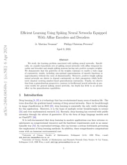 Efficient Learning Using Spiking Neural Networks Equipped With Affine
  Encoders and Decoders