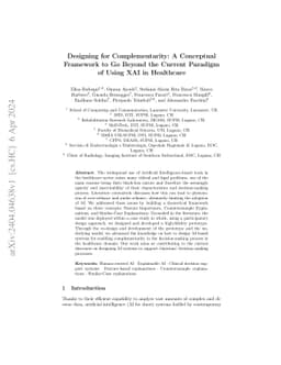 Designing for Complementarity: A Conceptual Framework to Go Beyond the
  Current Paradigm of Using XAI in Healthcare
