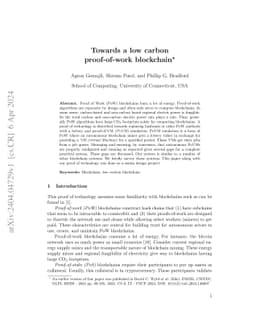 Towards a low carbon proof-of-work blockchain