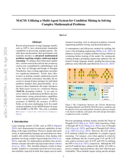 MACM: Utilizing a Multi-Agent System for Condition Mining in Solving
  Complex Mathematical Problems